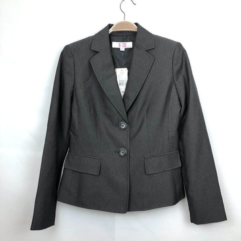 Vintage 90s Suit Jacket Blazer Size 2 Grey Nine West 9&Co